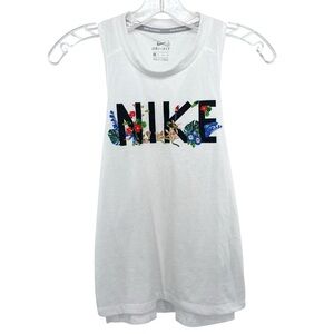 Nike Running Women's Floral Logo Dri-fit White Tank Top